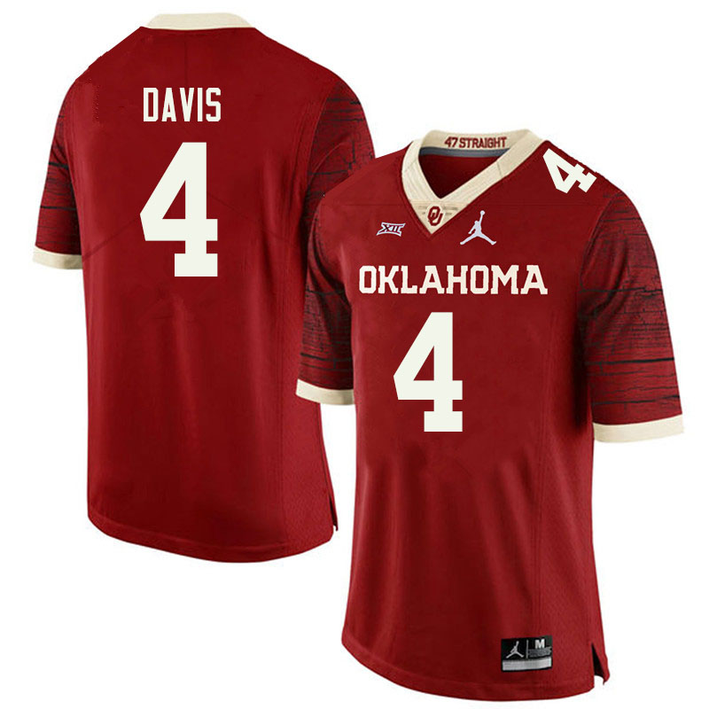 Jordan Brand Men #4 Jaden Davis Oklahoma Sooners College Football Jerseys Sale-Retro